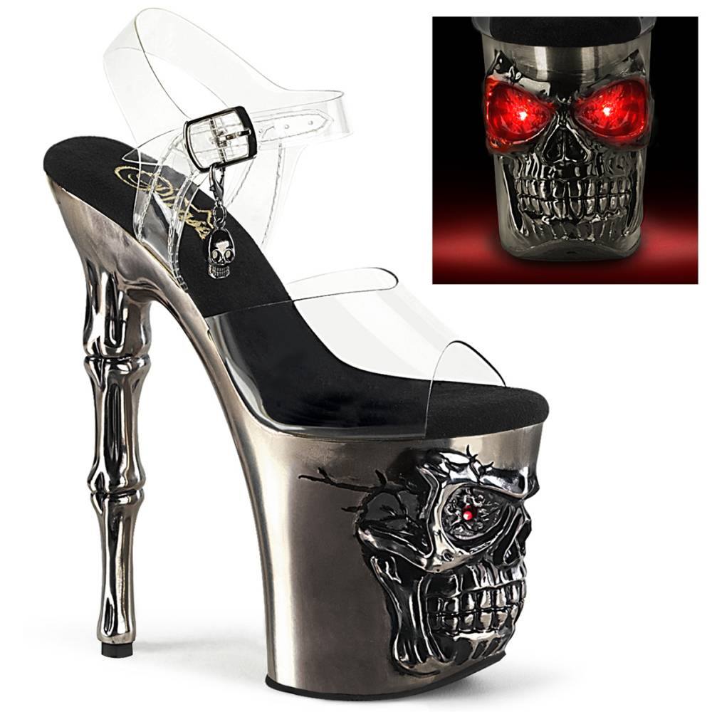 Pleaser - RAPTURE808LT Sandale à bride à la cheville, Pole dance chaussures - Transparent/Couleur chrome Product image